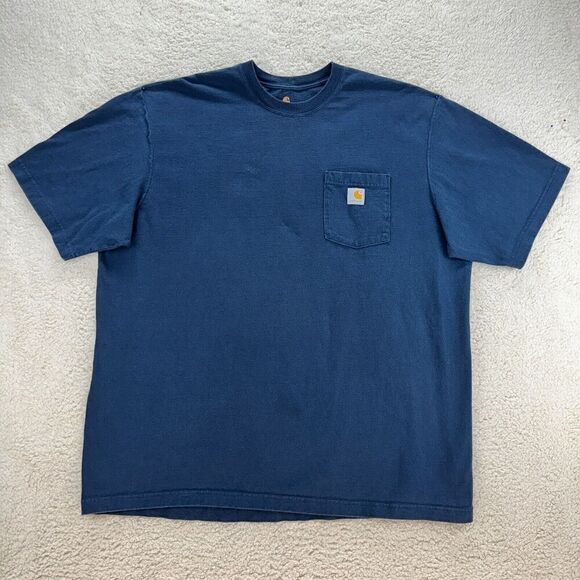 Carhartt Original Fit Tee Short Sleeve Mens 2XL Crew Neck Pocket T-Shirt Blue - Picture 1 of 10